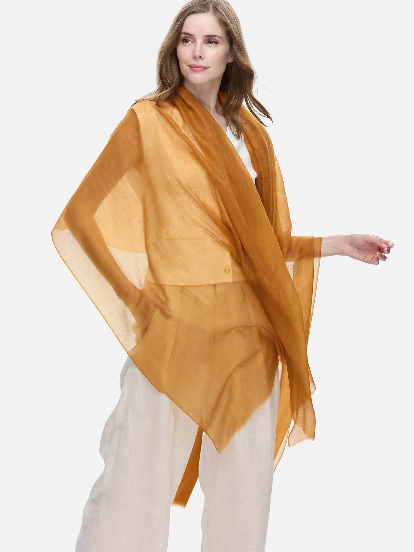 Featherlight Golden Camel Cashmere Scarf - Image 4