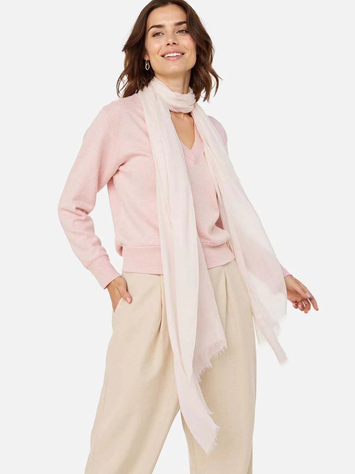 Featherlight Ivory Cashmere Scarf - Image 3