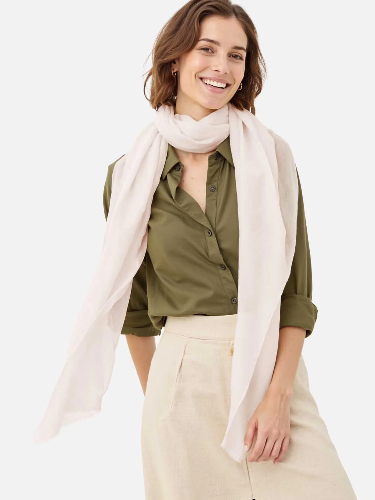 Featherlight Ivory Cashmere Scarf - Image 4