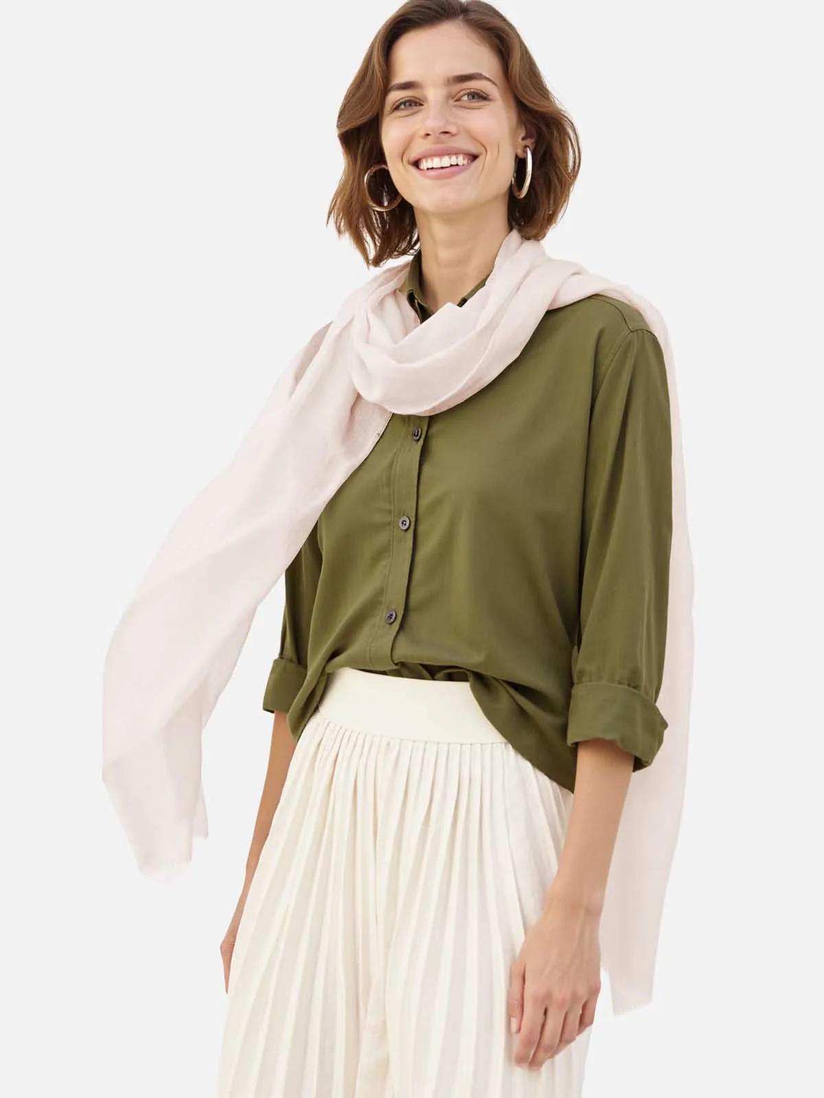 Featherlight Ivory Cashmere Scarf - Image 5