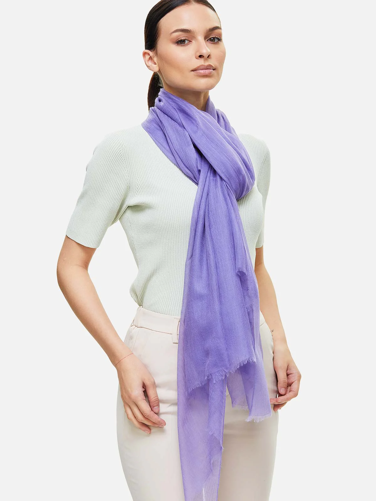 Featherlight Lavender Cashmere Scarf - Image 5