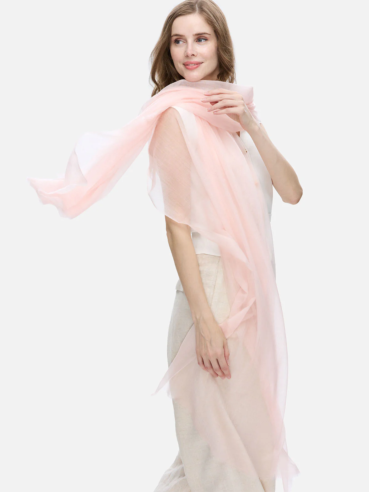Featherlight Light Pink Cashmere Scarf - Image 3