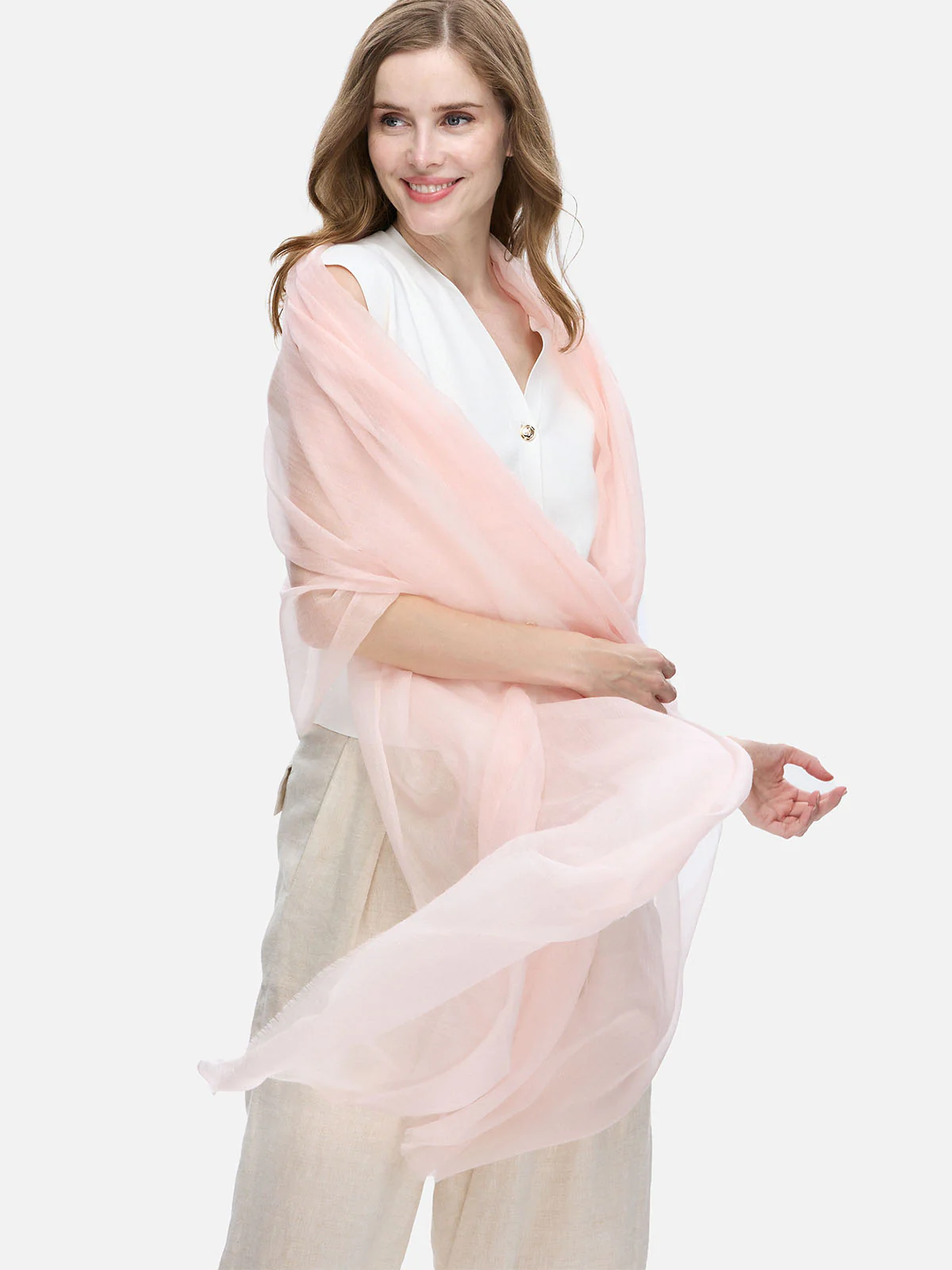 Featherlight Light Pink Cashmere Scarf - Image 4
