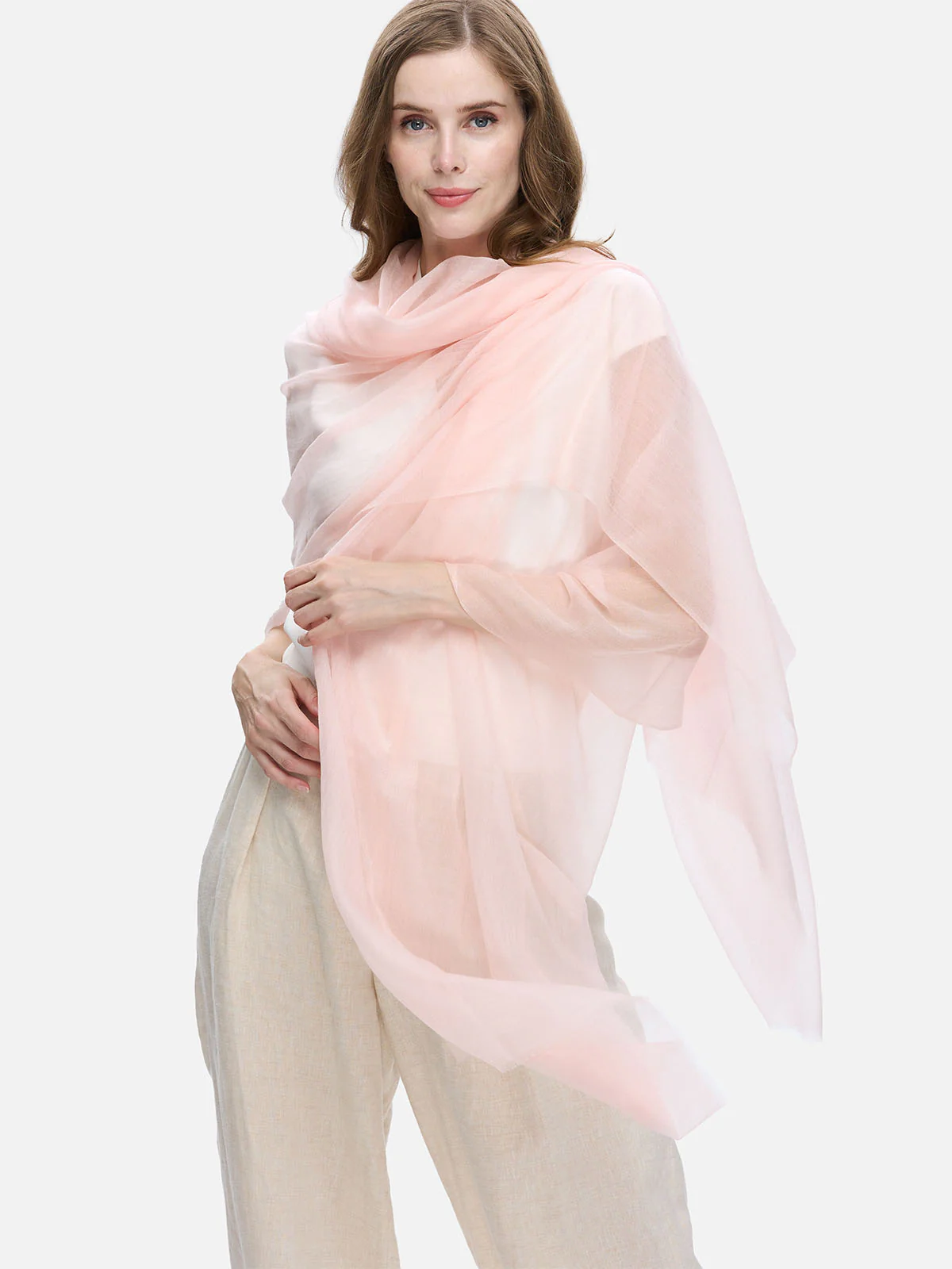 Featherlight Light Pink Cashmere Scarf - Image 5
