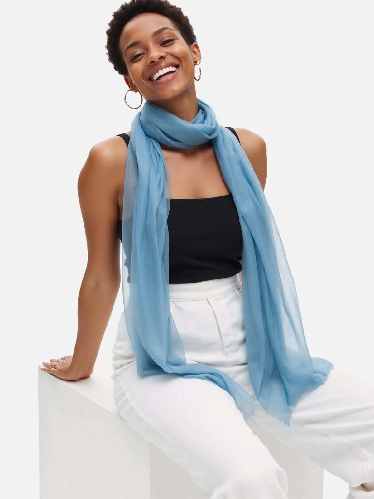 Featherlight Mist Cashmere Scarf - Image 5