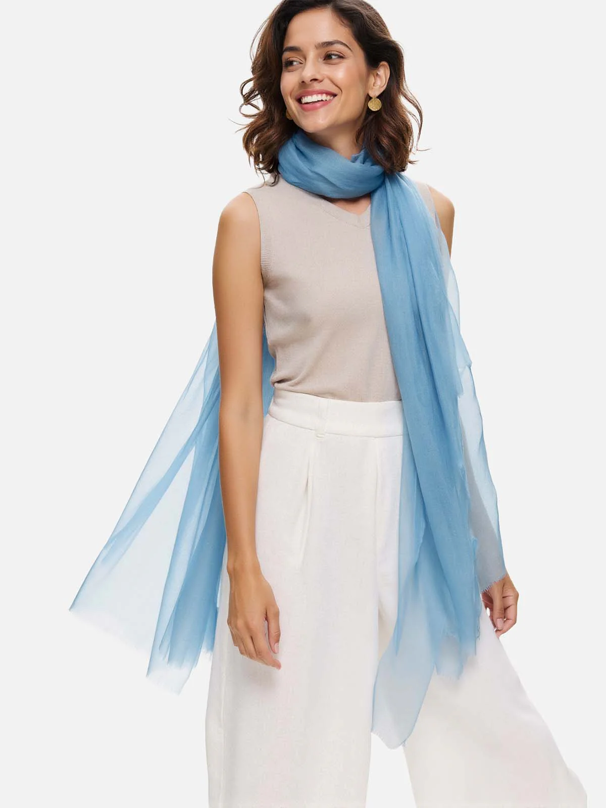 Featherlight Mist Cashmere Scarf - Image 6