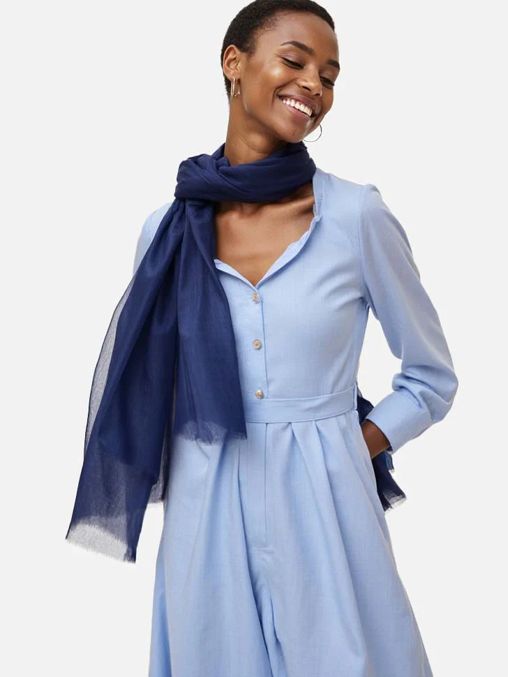 Featherlight Navy Blue Cashmere Scarf - Image 3