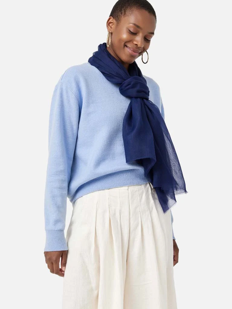 Featherlight Navy Blue Cashmere Scarf - Image 5