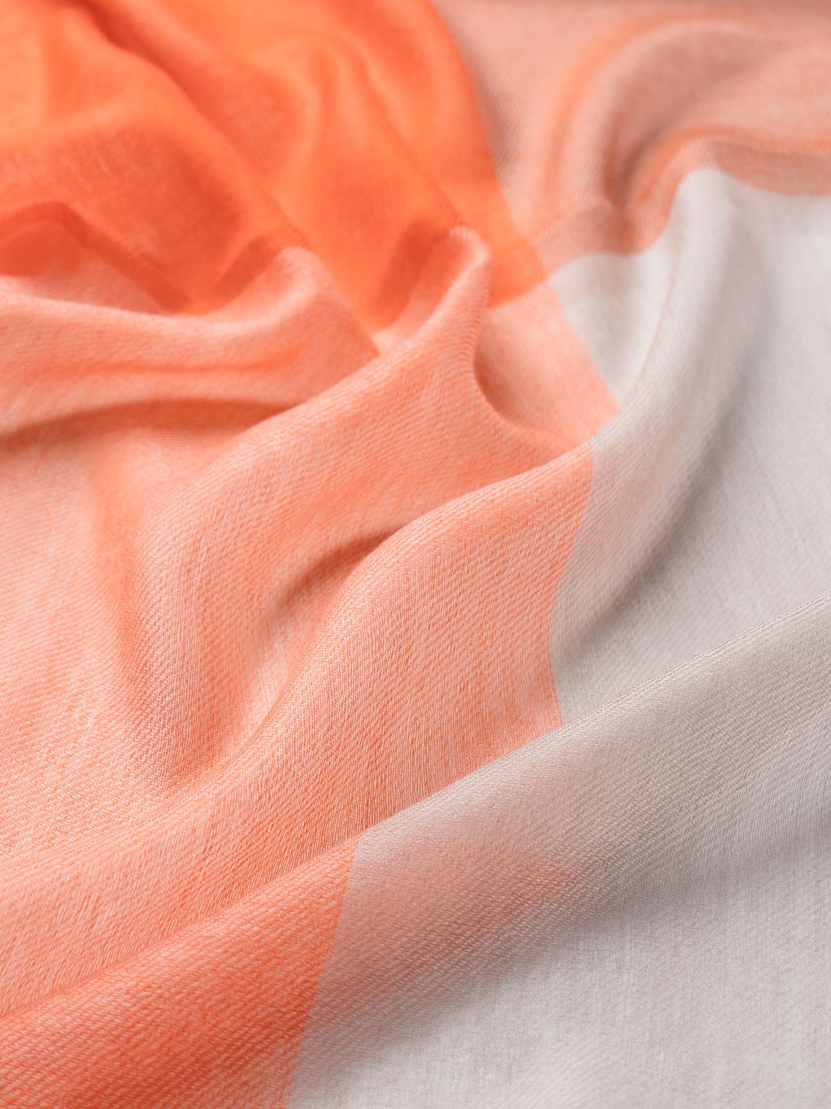 Featherlight Orange White Cashmere Scarf - Image 2