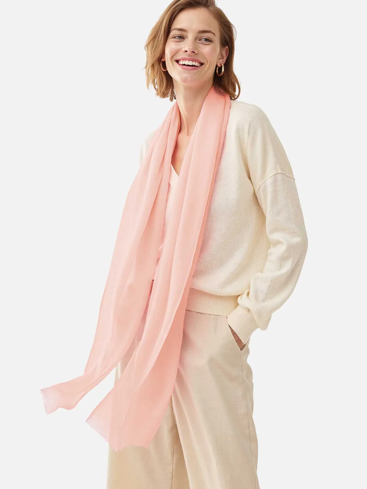 Featherlight Pink Cashmere Scarf - Image 3