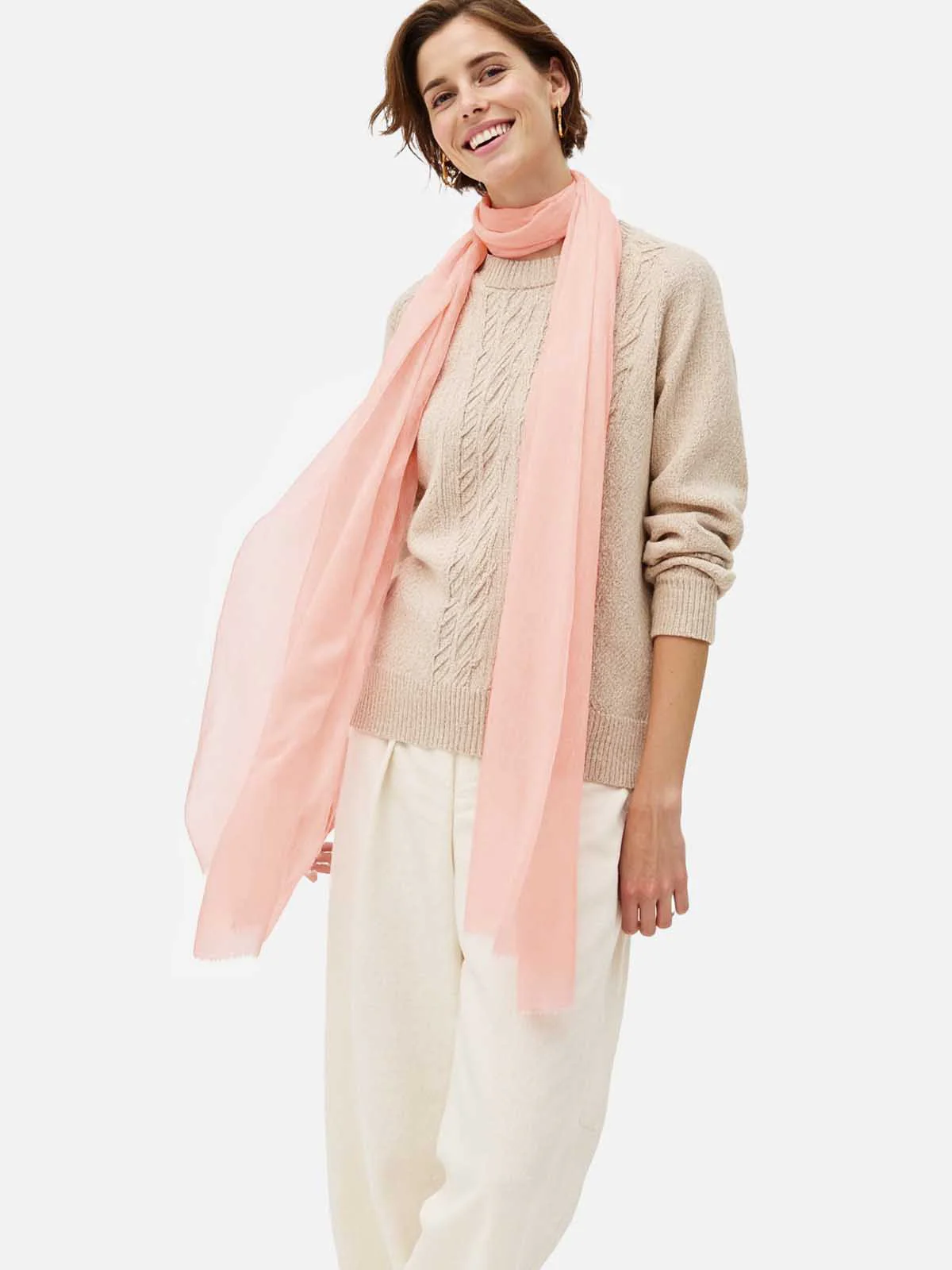 Featherlight Pink Cashmere Scarf - Image 4