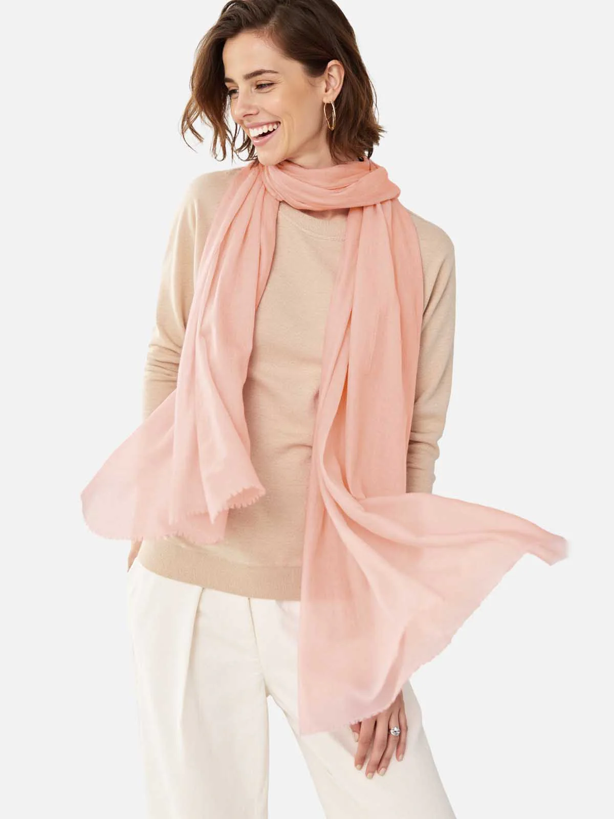 Featherlight Pink Cashmere Scarf - Image 5