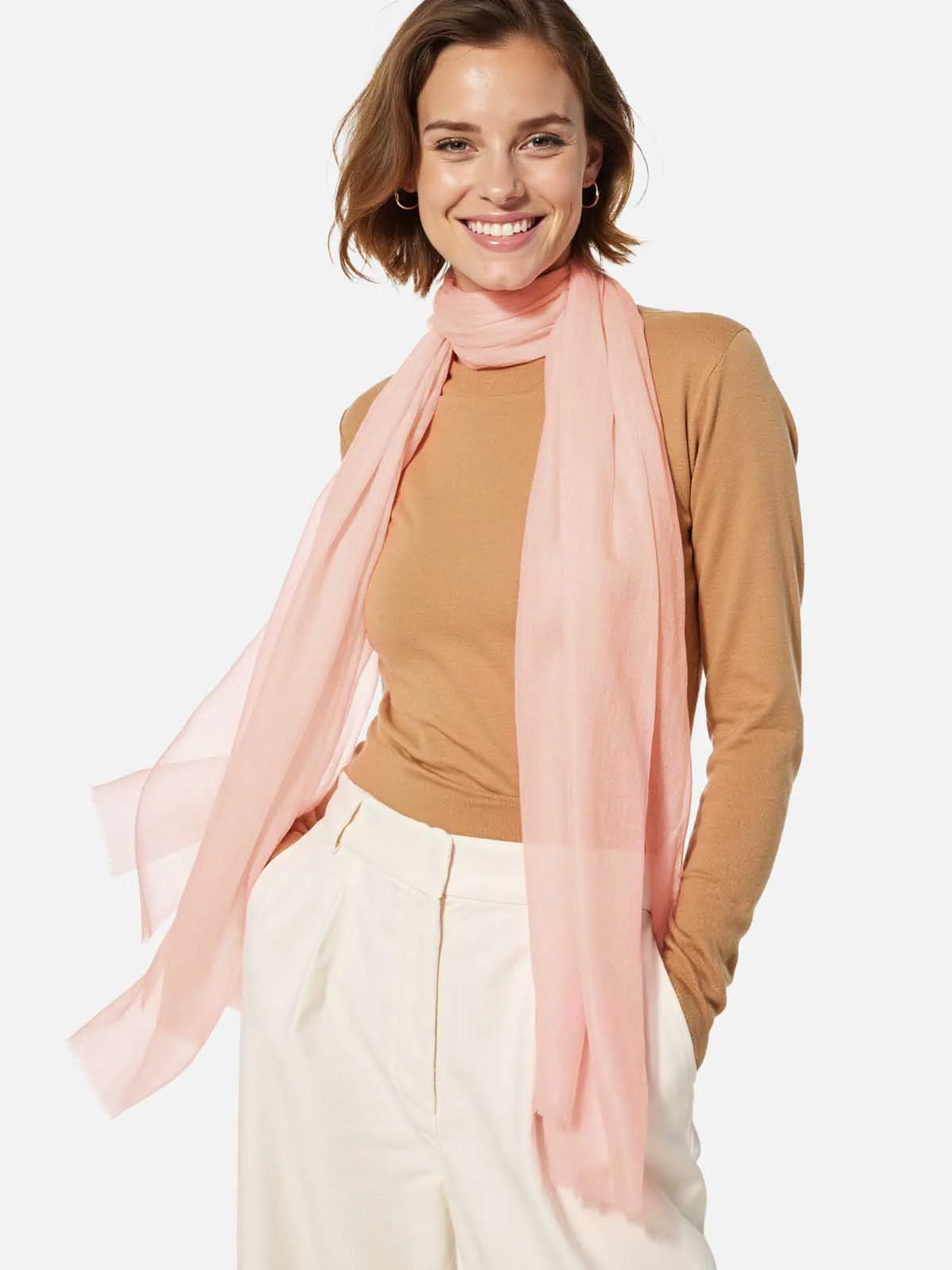 Featherlight Pink Cashmere Scarf - Image 6