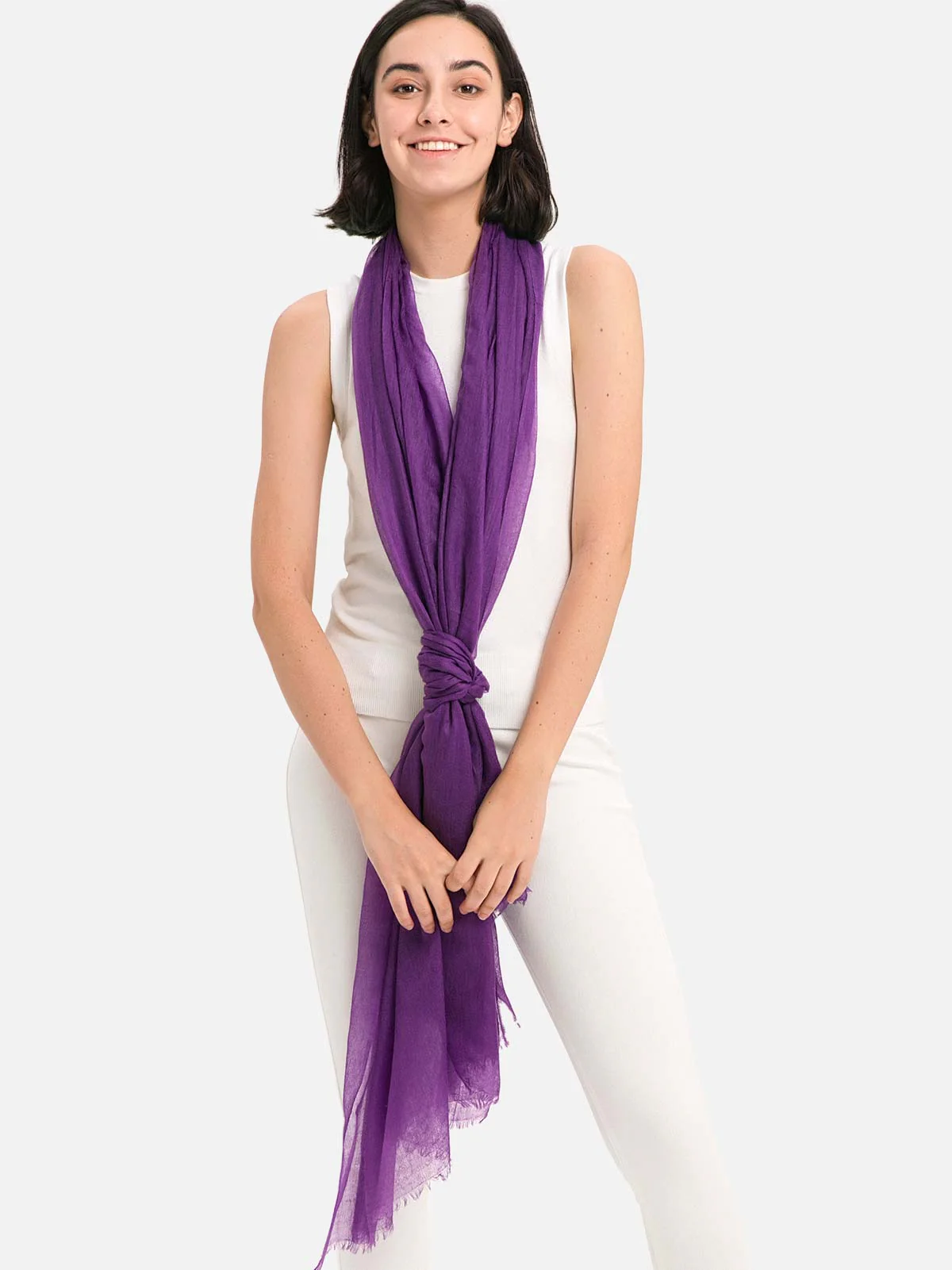 Featherlight Purple Cashmere Scarf - Image 3