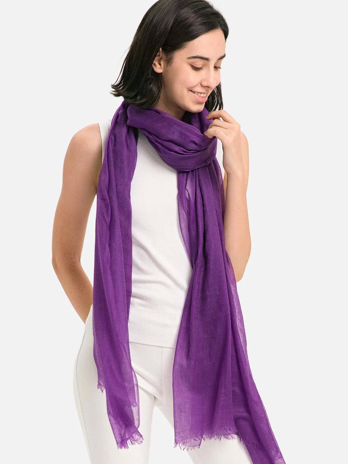 Featherlight Purple Cashmere Scarf - Image 4