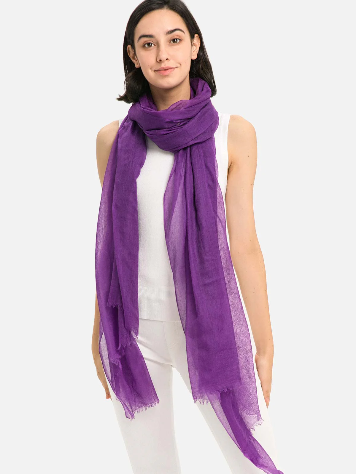 Featherlight Purple Cashmere Scarf - Image 5