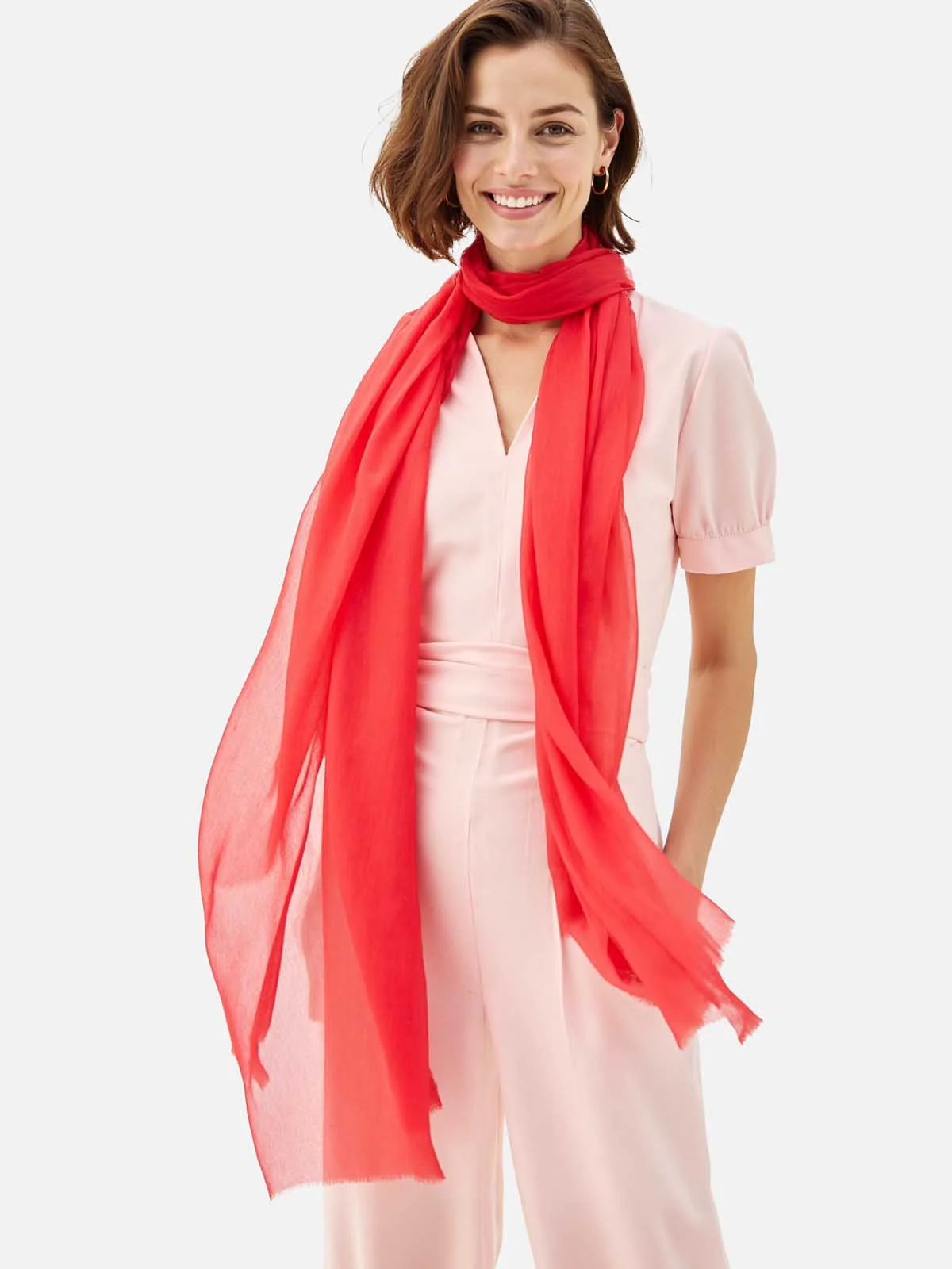 Featherlight Red Cashmere Scarf - Image 3