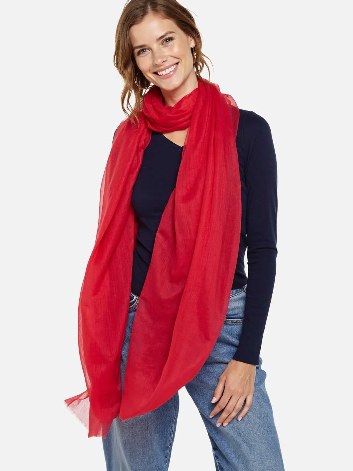 Featherlight Red Cashmere Scarf - Image 4