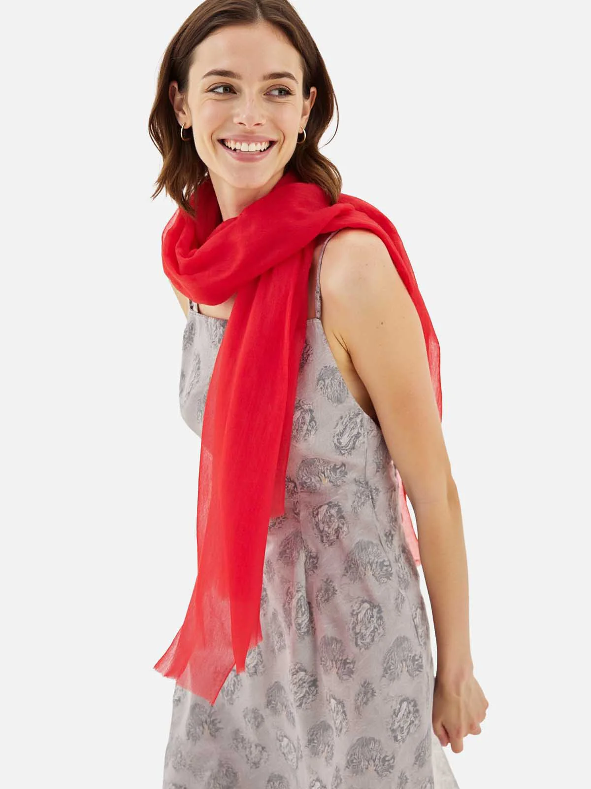 Featherlight Red Cashmere Scarf - Image 5