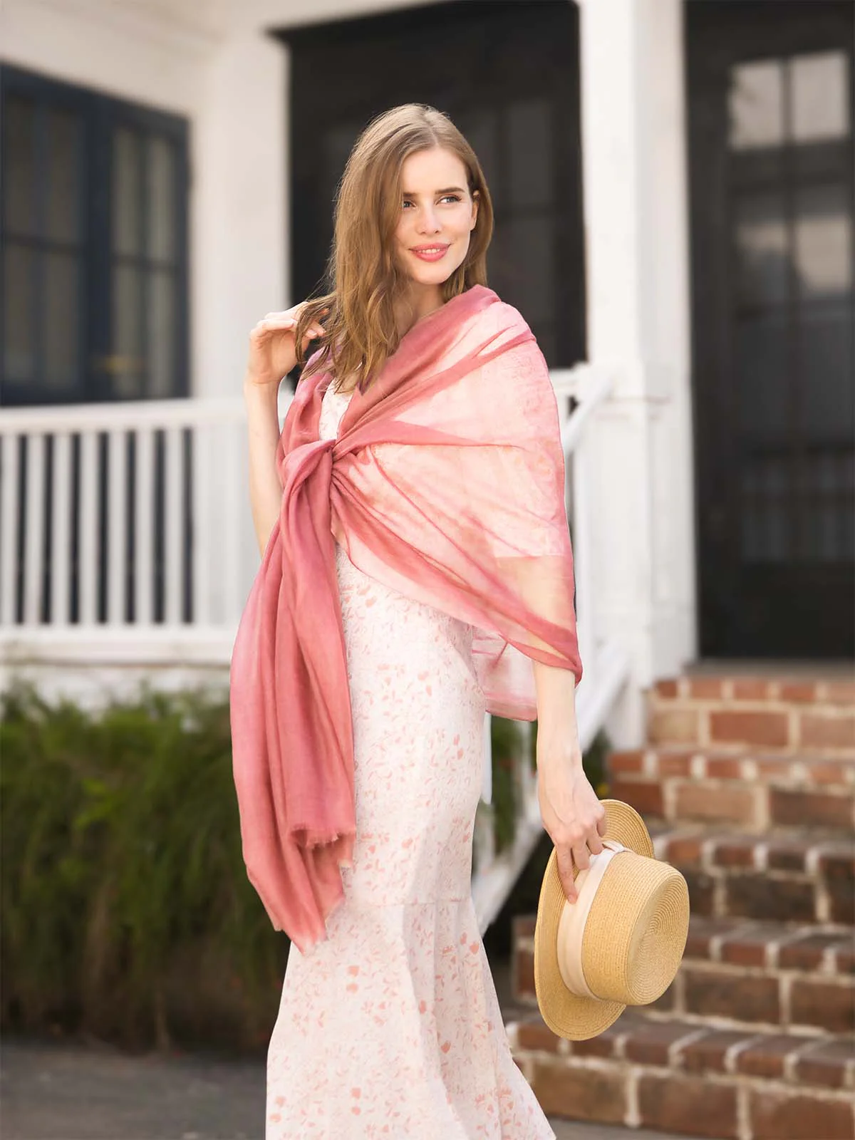Featherlight Rose Cashmere Scarf - Image 6