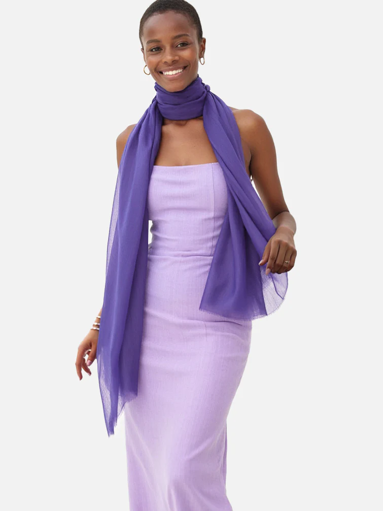 Featherlight Royal Purple Cashmere Scarf - Image 3