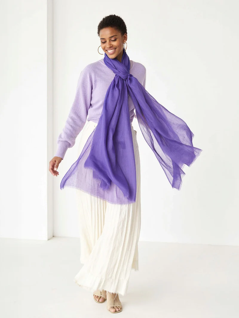 Featherlight Royal Purple Cashmere Scarf - Image 4