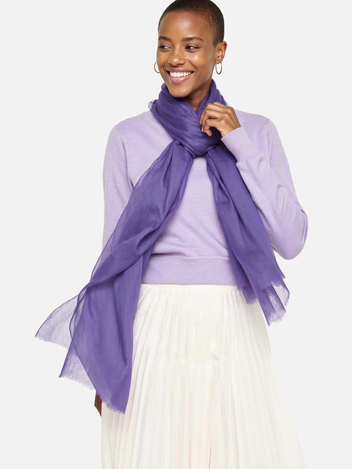 Featherlight Royal Purple Cashmere Scarf - Image 5