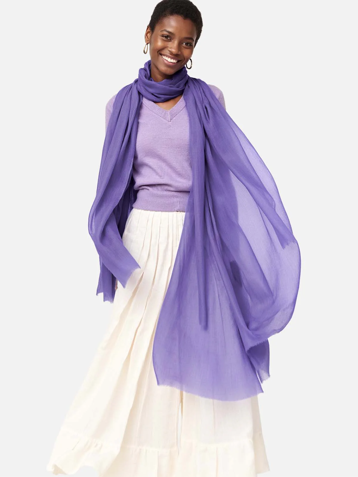 Featherlight Royal Purple Cashmere Scarf - Image 6