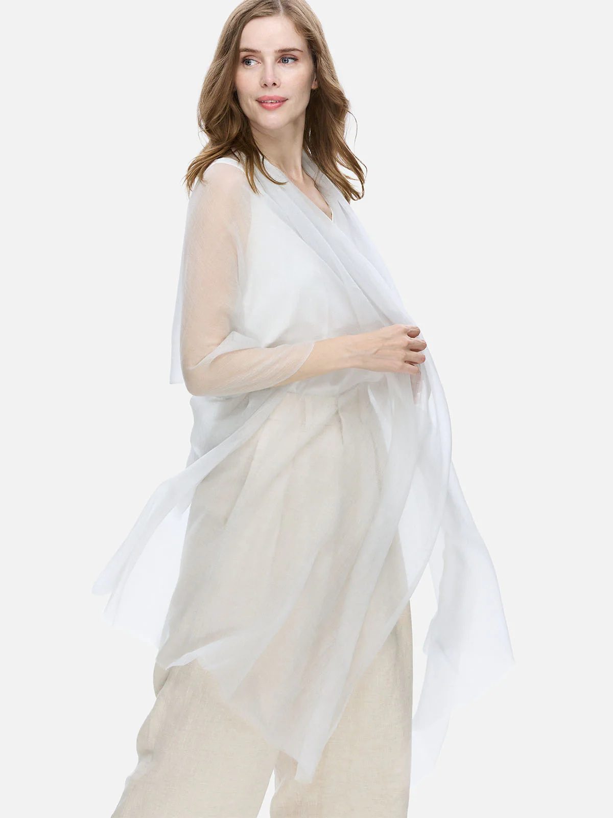 Featherlight Silver Cashmere Scarf - Image 4