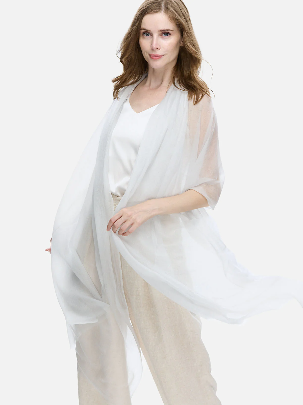 Featherlight Silver Cashmere Scarf - Image 5