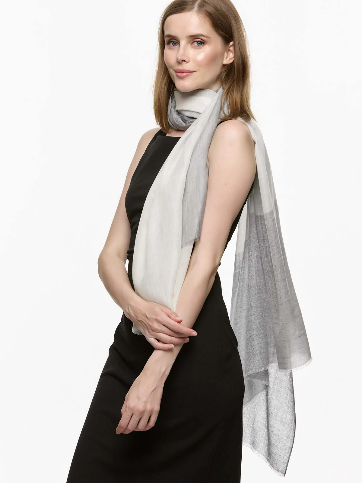 Featherlight Silver White Cashmere Scarf - Image 3