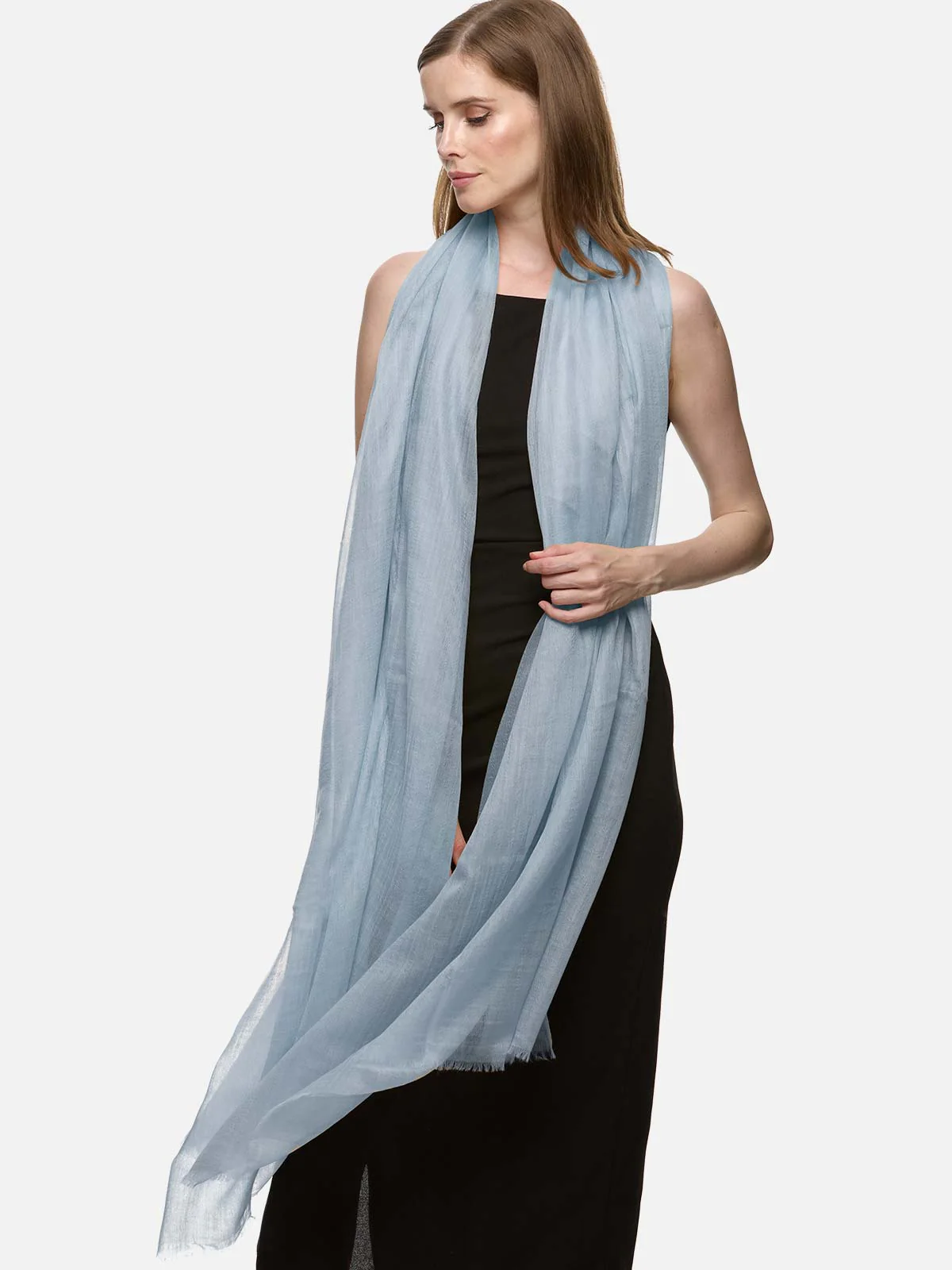Featherlight Starlight Blue Cashmere Scarf - Image 6