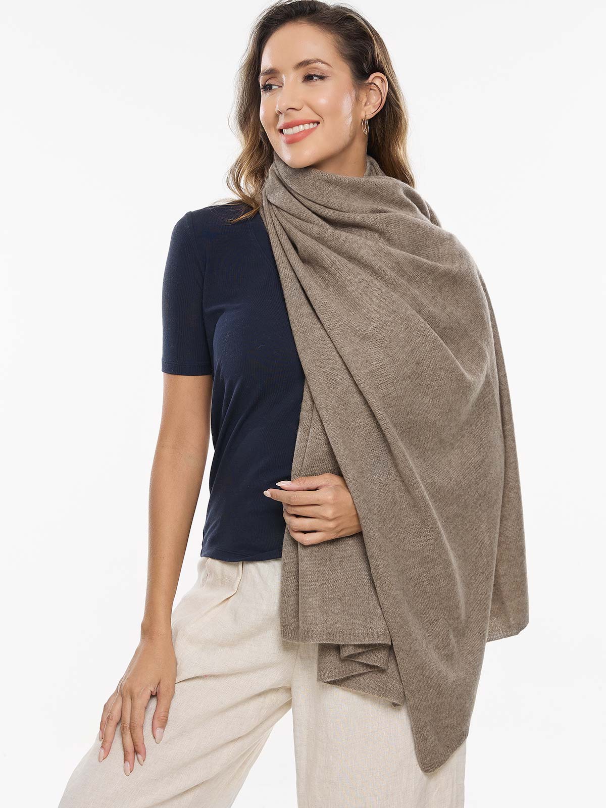 FlexKnit Taupe Cashmere Wrap - Image 3