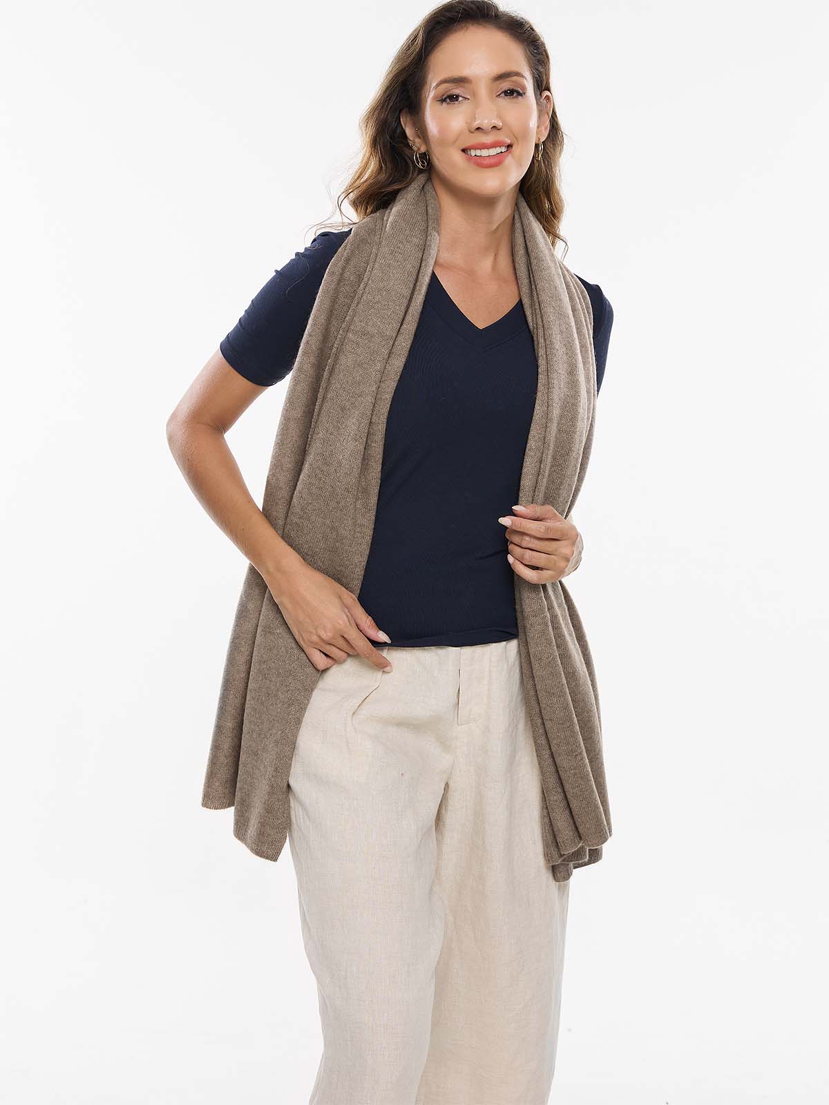 FlexKnit Taupe Cashmere Wrap - Image 4