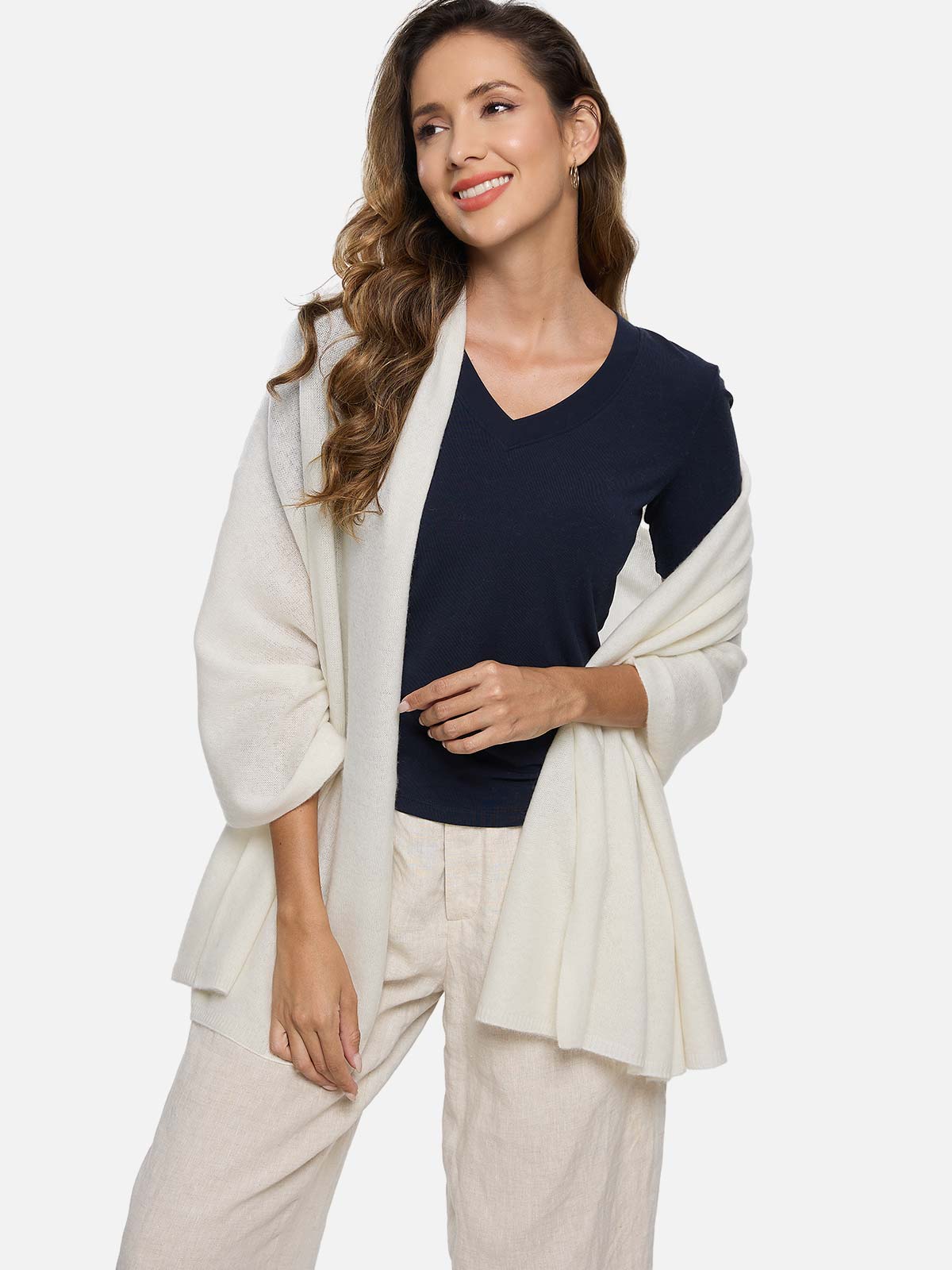 FlexKnit White Cashmere Wrap - Image 4