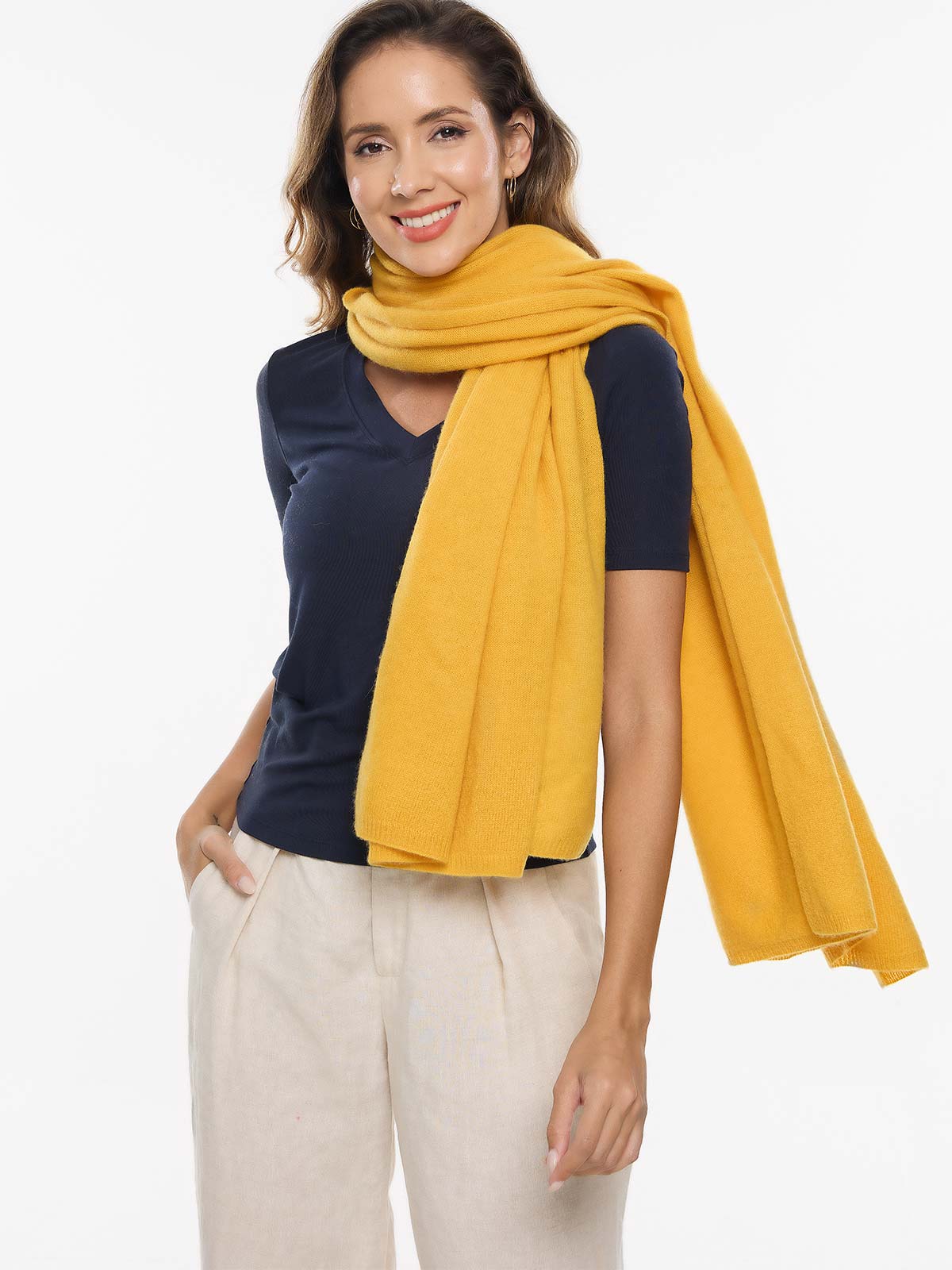 FlexKnit Yellow Cashmere Wrap - Image 5