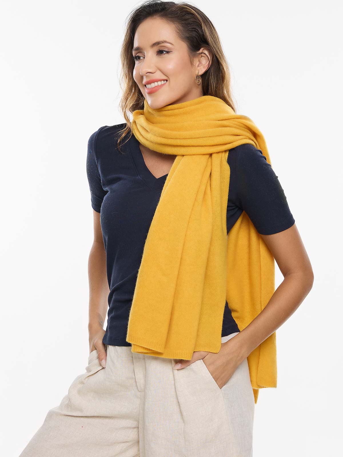 FlexKnit Yellow Cashmere Wrap - Image 6