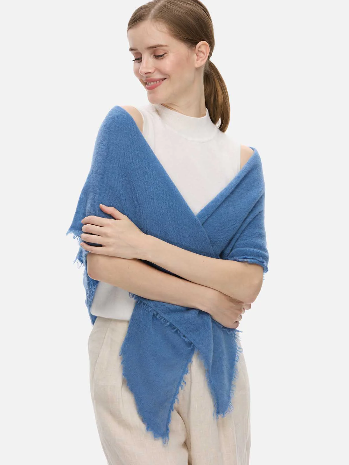 French Blue CloudPuff Cashmere Scarf - Image 4