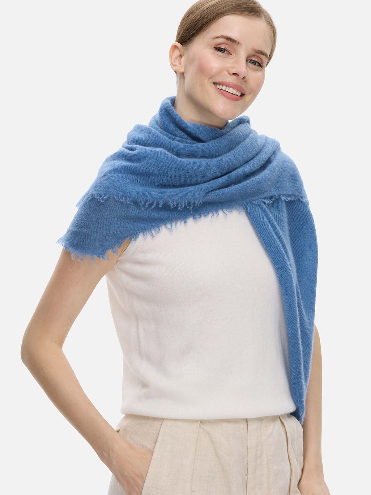 French Blue CloudPuff Cashmere Scarf - Image 5