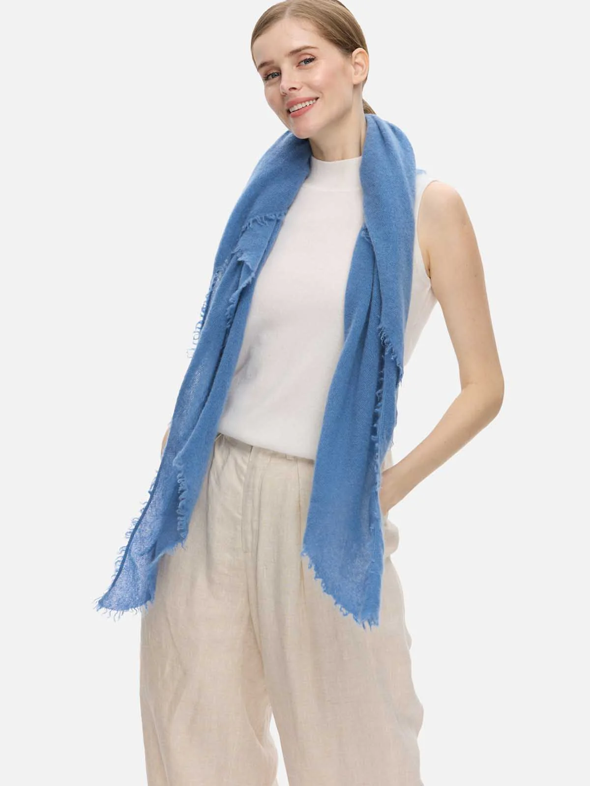 French Blue CloudPuff Cashmere Scarf - Image 6