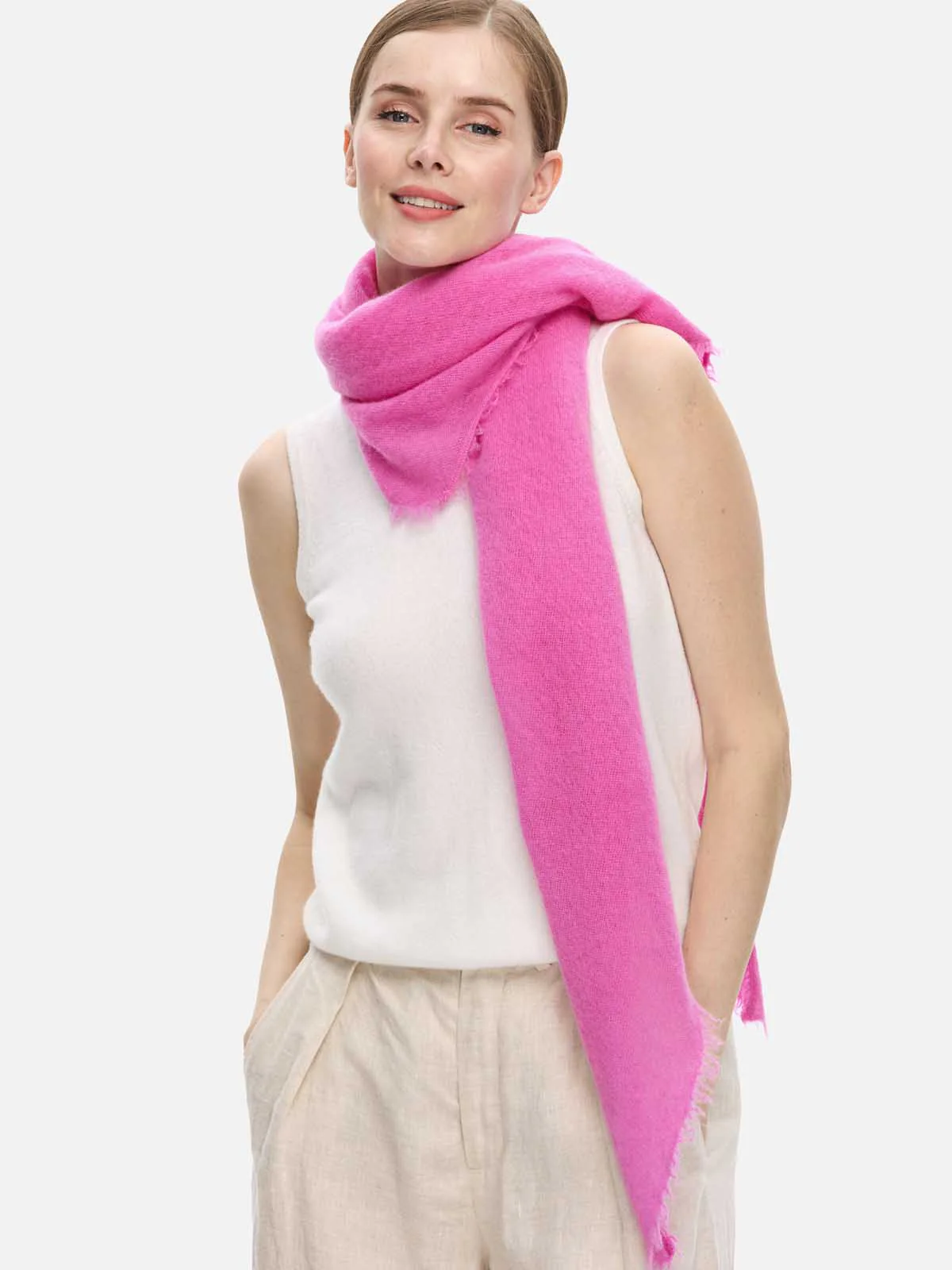 Fuchsia CloudPuff Cashmere Scarf - Image 4