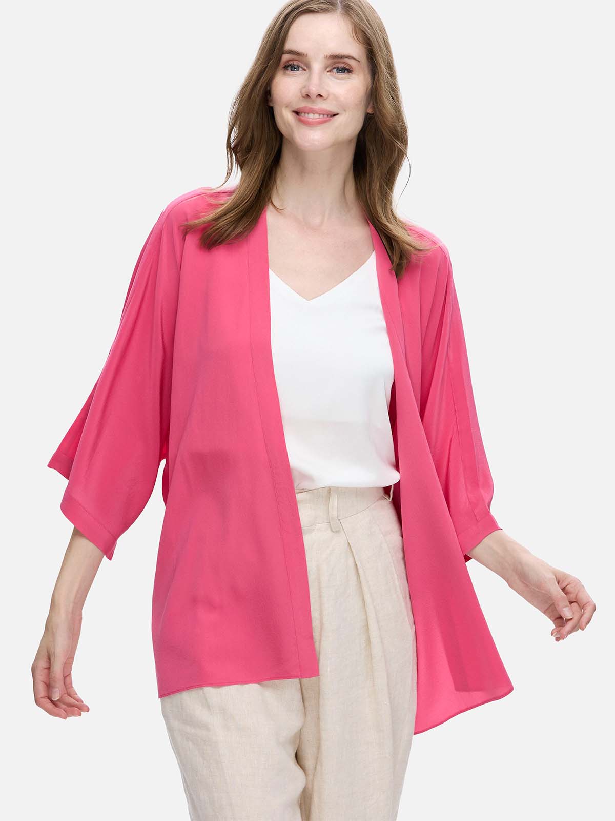 Fuchsia Silk Relax Cardigan - Image 3
