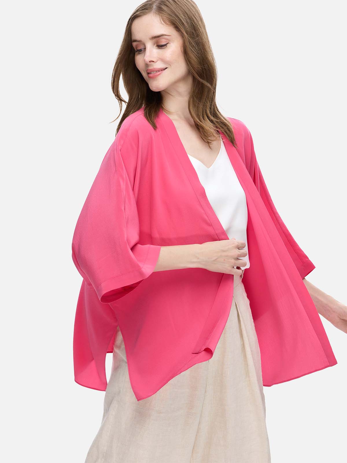 Fuchsia Silk Relax Cardigan - Image 5