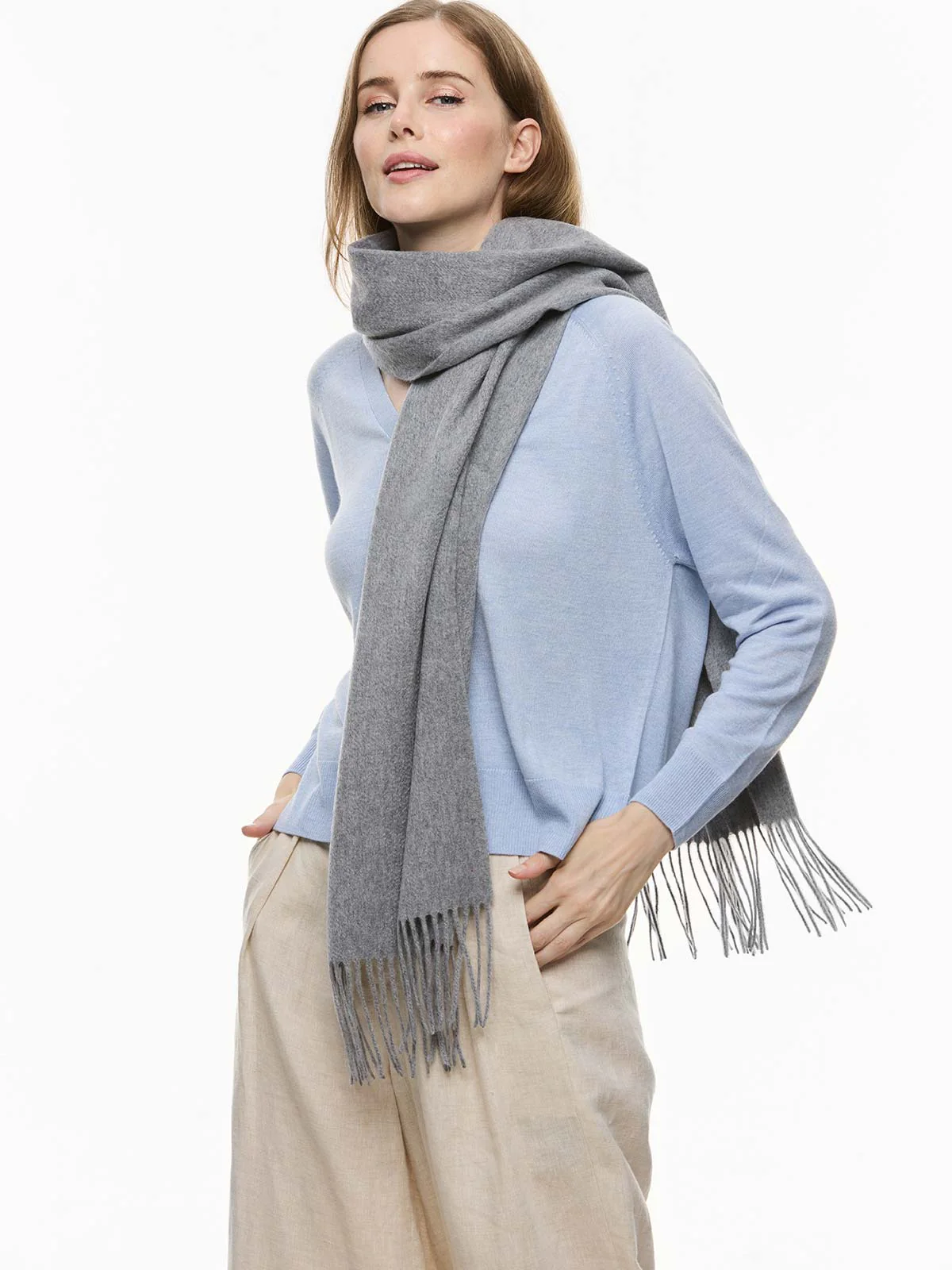 Gray Cashmere Scarf - Image 5