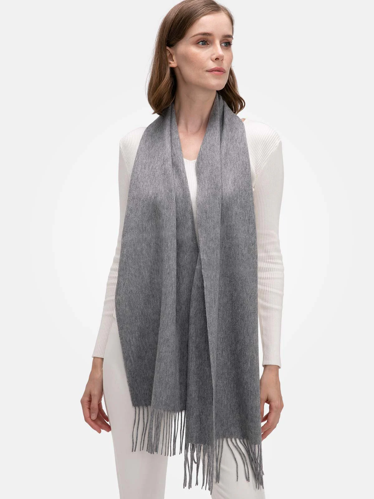 Gray Cashmere Scarf - Image 6