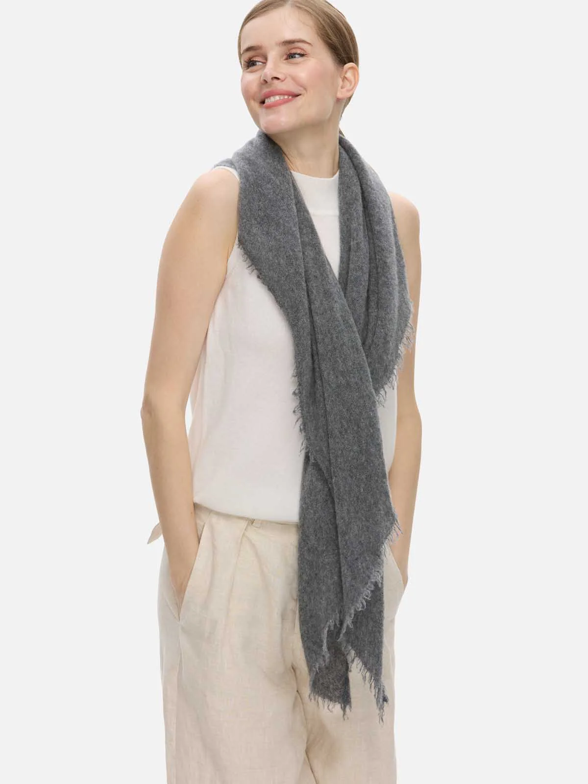 Gray CloudPuff Cashmere Scarf - Image 3