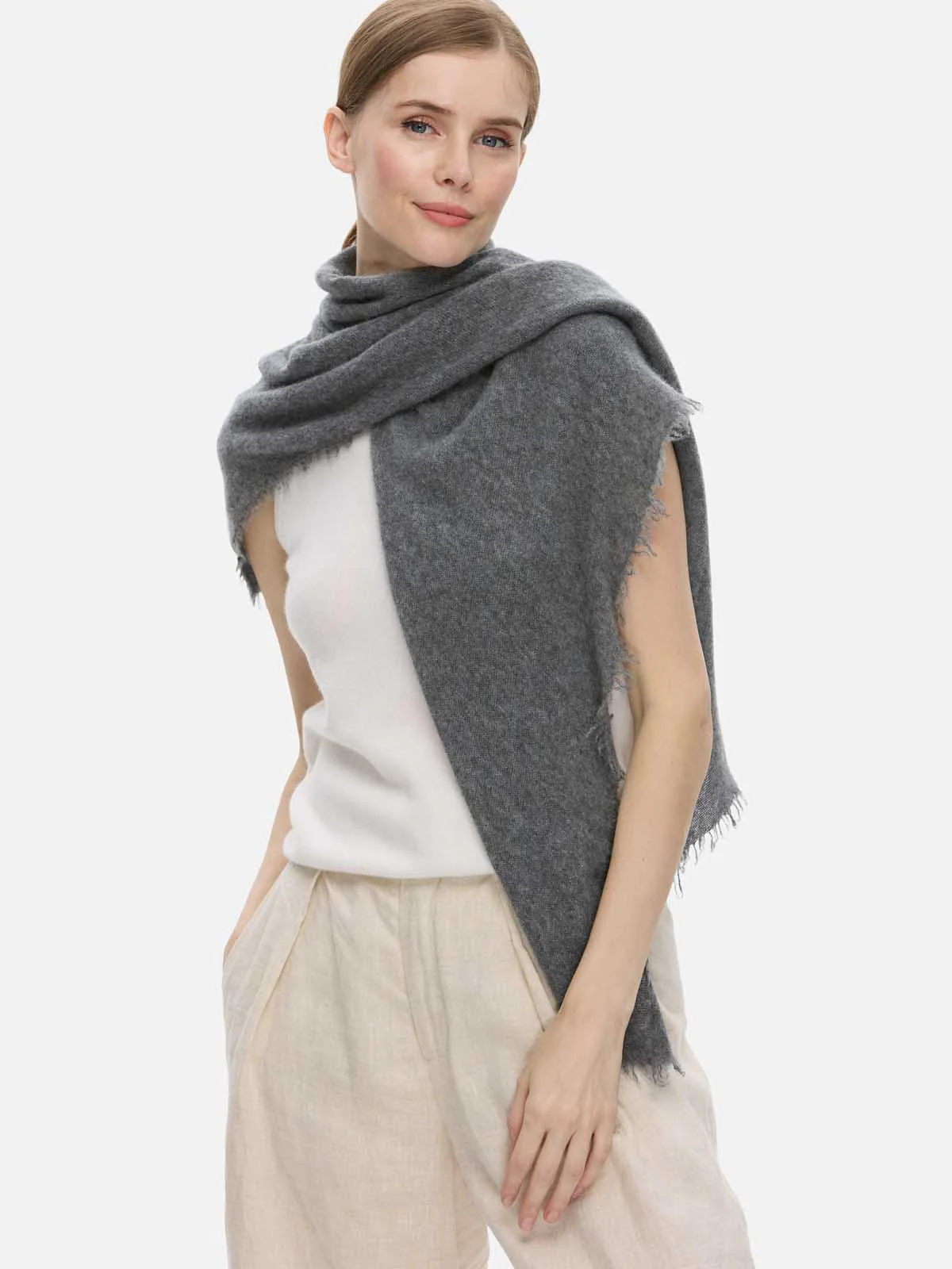 Gray CloudPuff Cashmere Scarf - Image 4