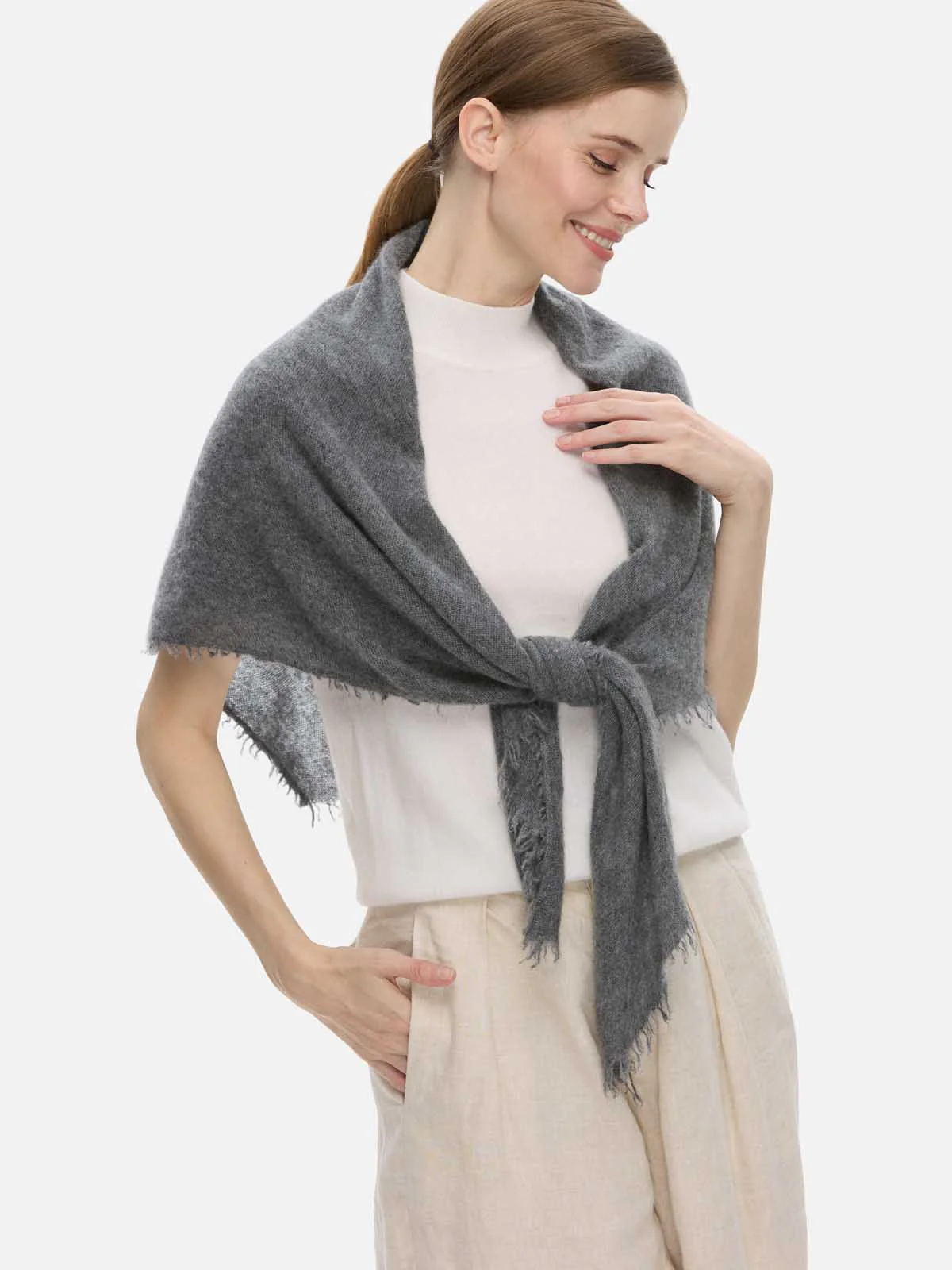 Gray CloudPuff Cashmere Scarf - Image 5