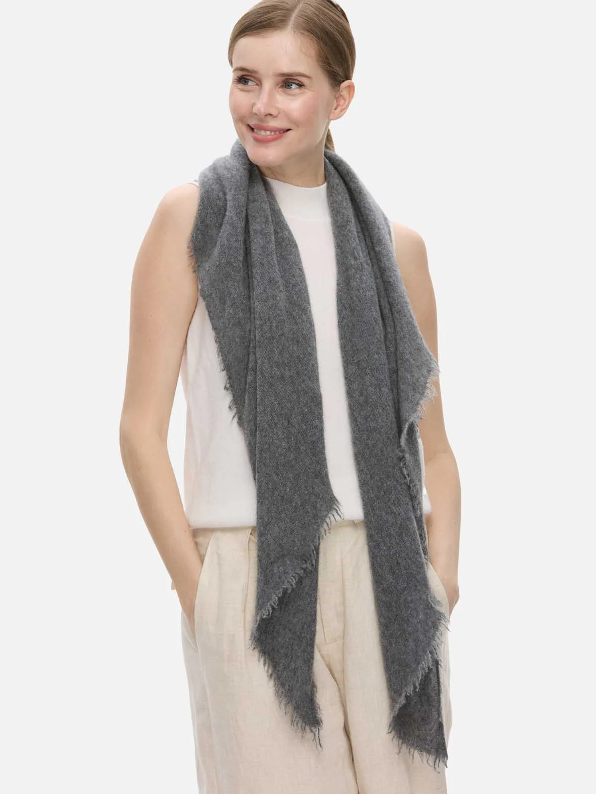 Gray CloudPuff Cashmere Scarf - Image 7
