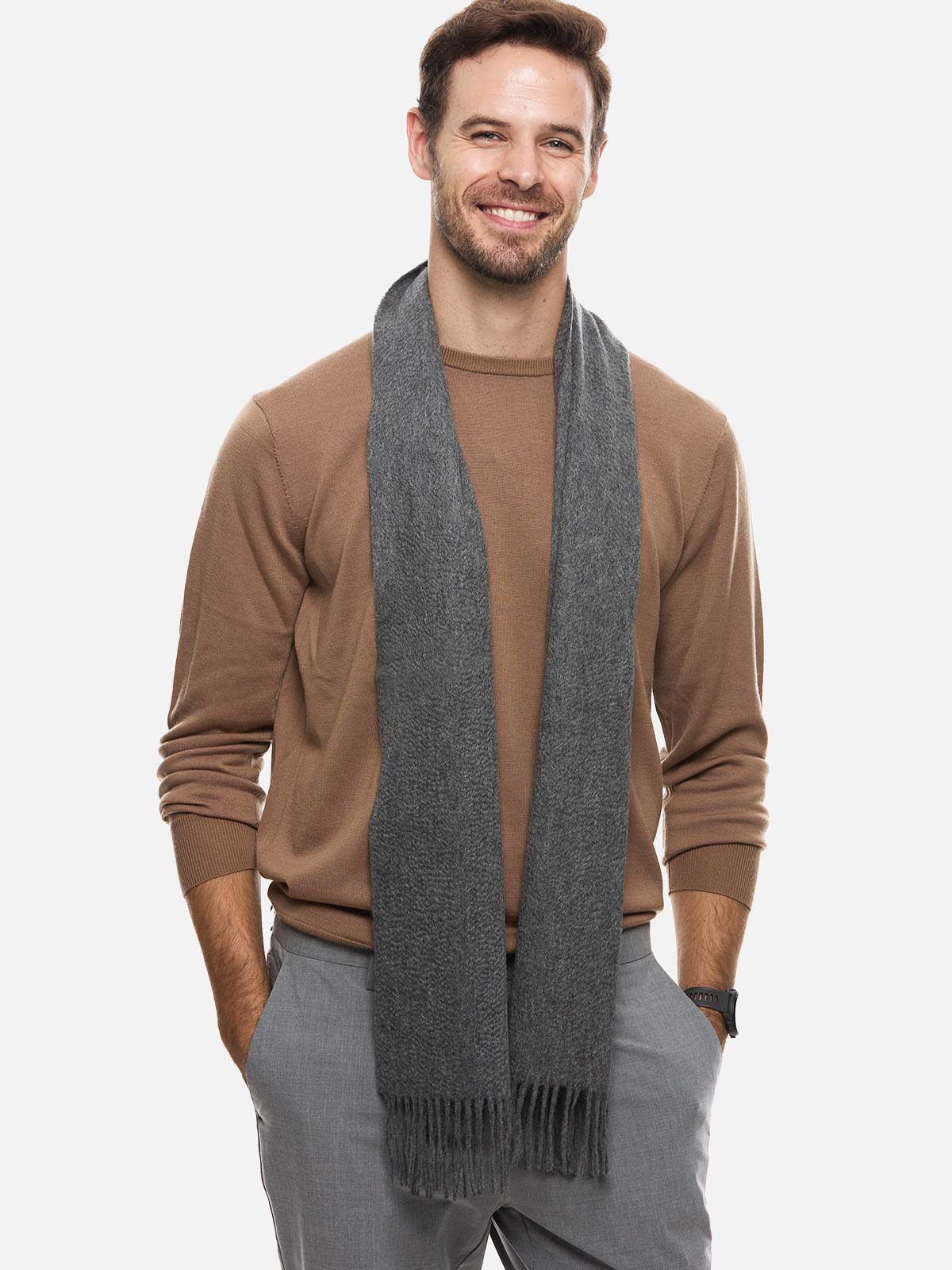Gray Mens Cashmere Scarf - Image 4